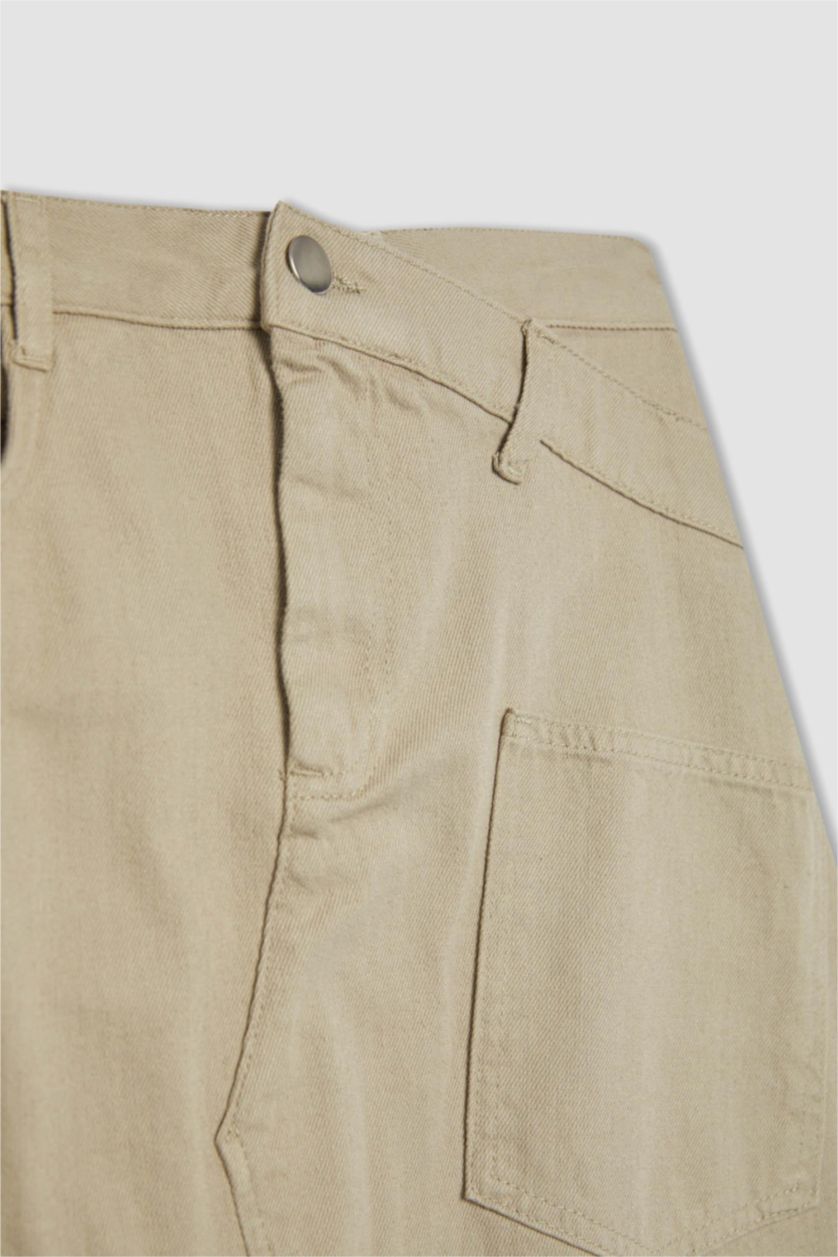 WOMAN Light Khaki A Line Gabardine Long Skirt