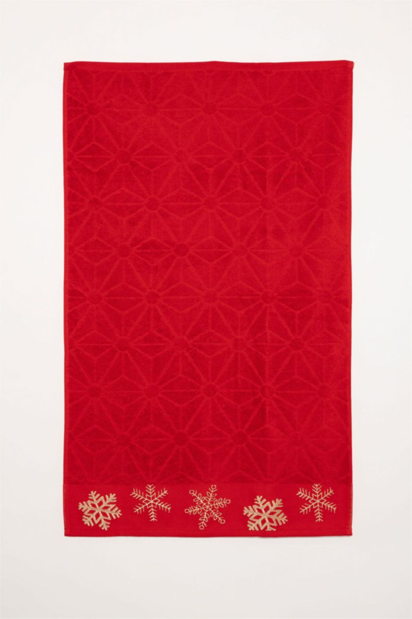 Woman Red New Years Themed Cotton Hand Towel