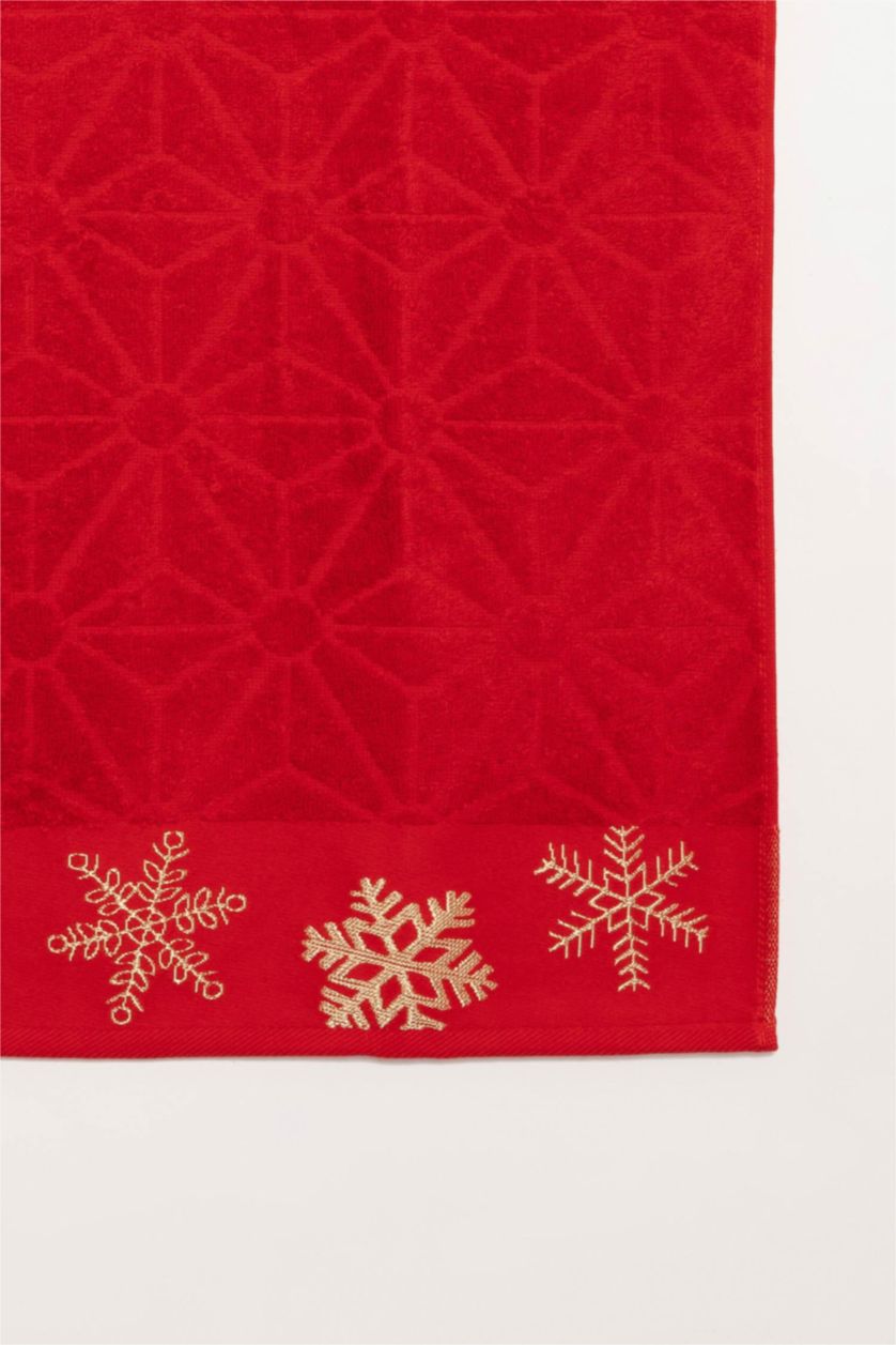 Woman Red New Years Themed Cotton Hand Towel