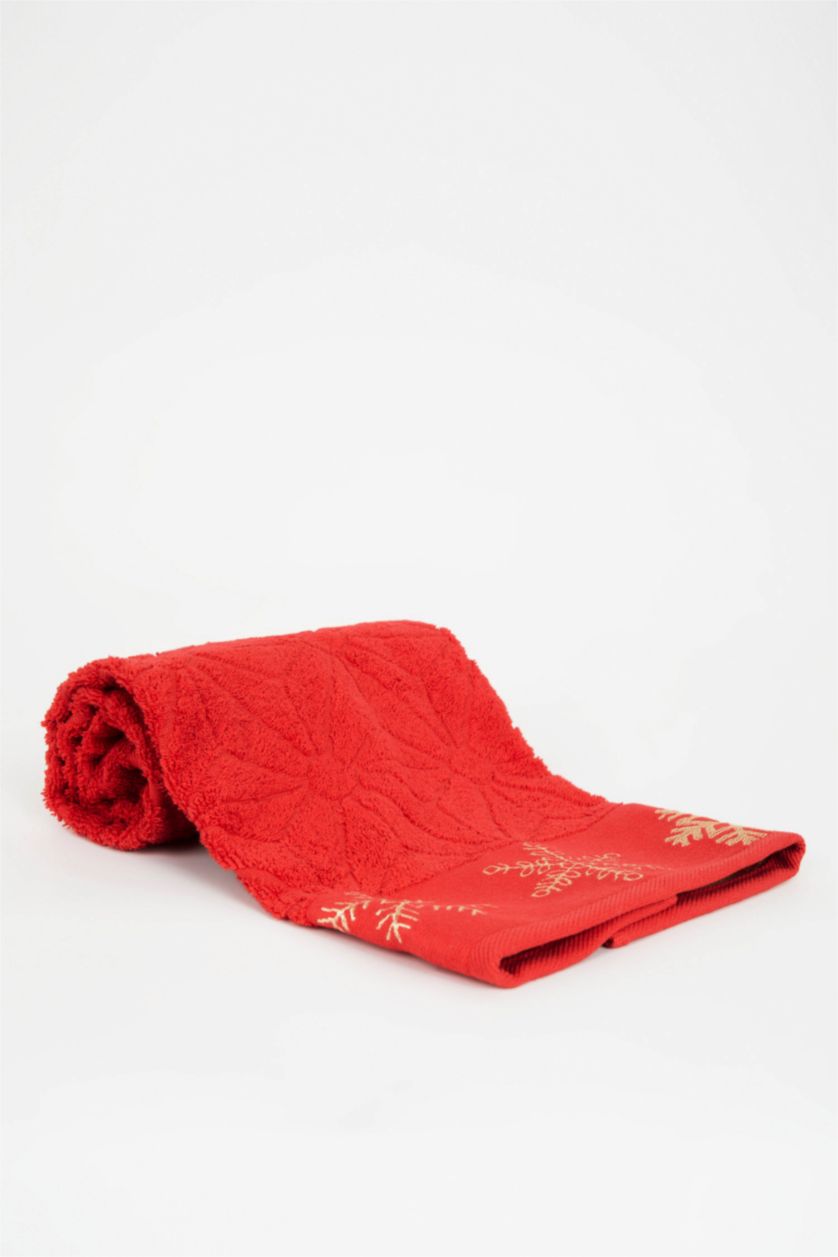 Woman Red New Years Themed Cotton Hand Towel