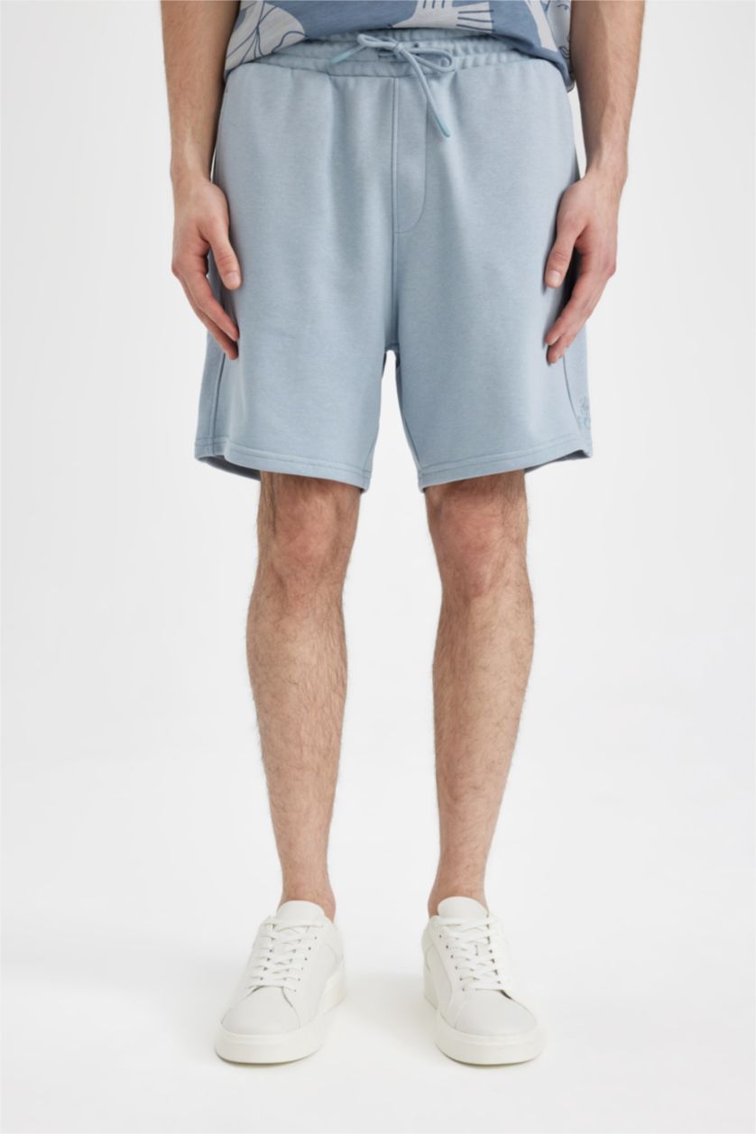 Erkek Açık Mavi Regular Fit Düz Paça Basic Düz Şort