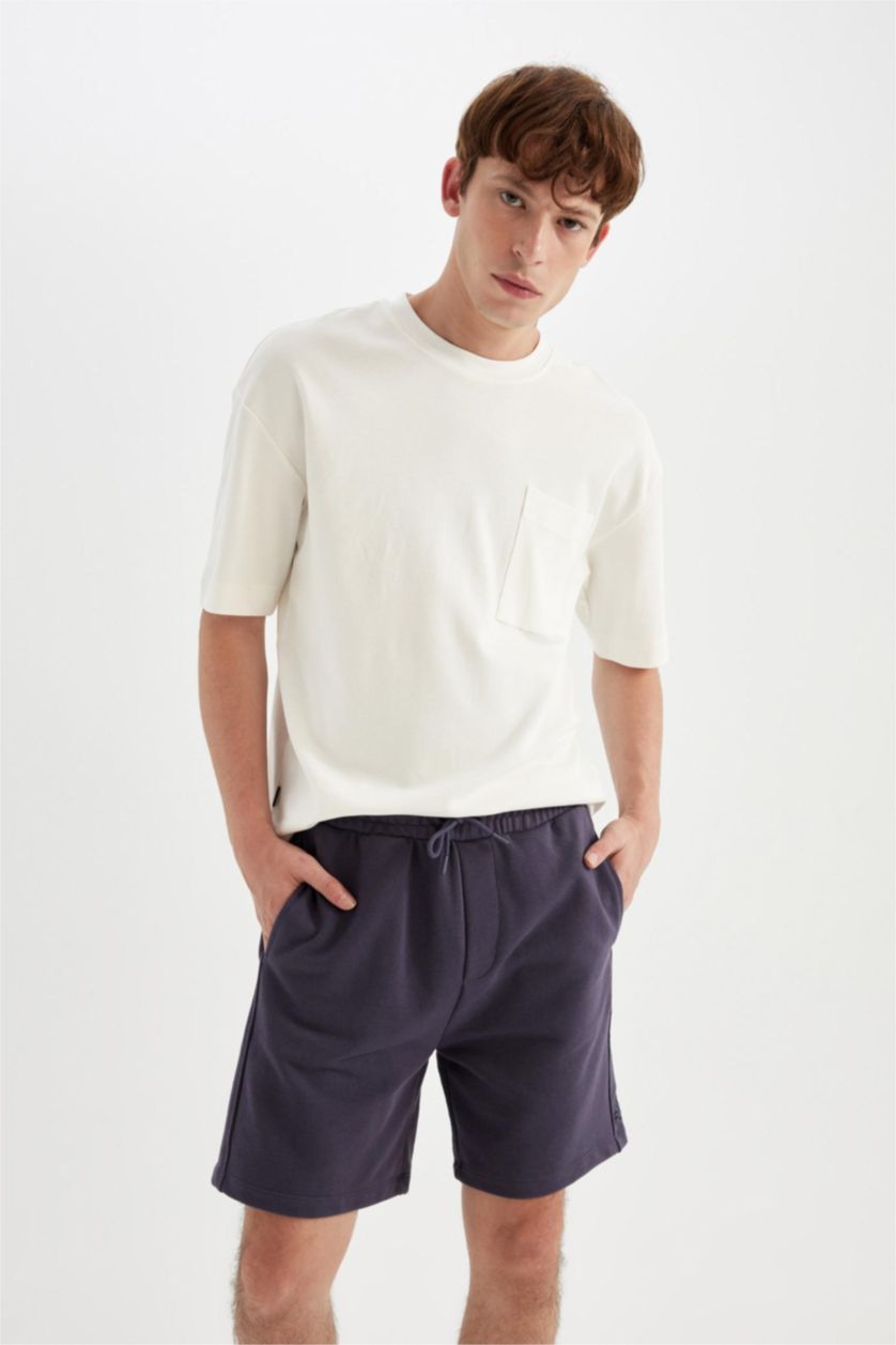 Erkek Mor Regular Fit Düz Paça Basic Düz Şort