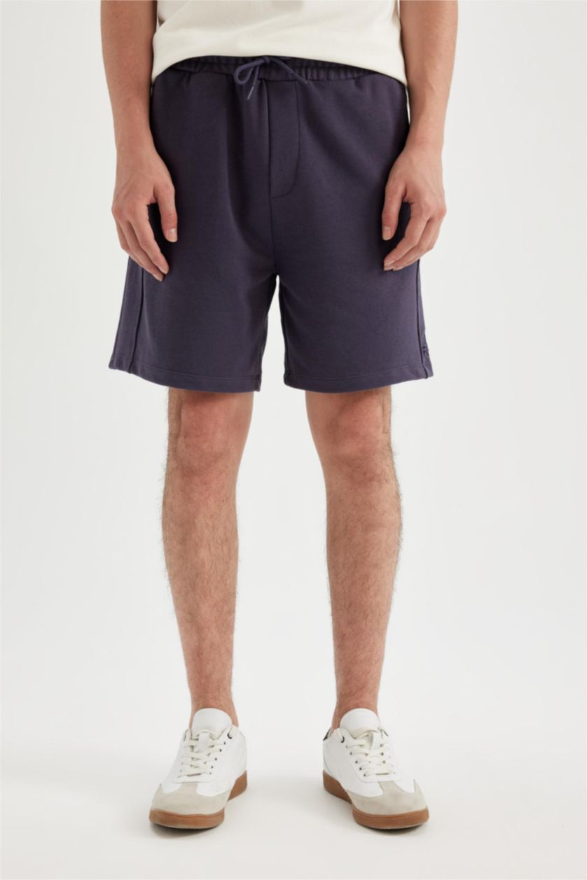 Erkek Mor Regular Fit Düz Paça Basic Düz Şort
