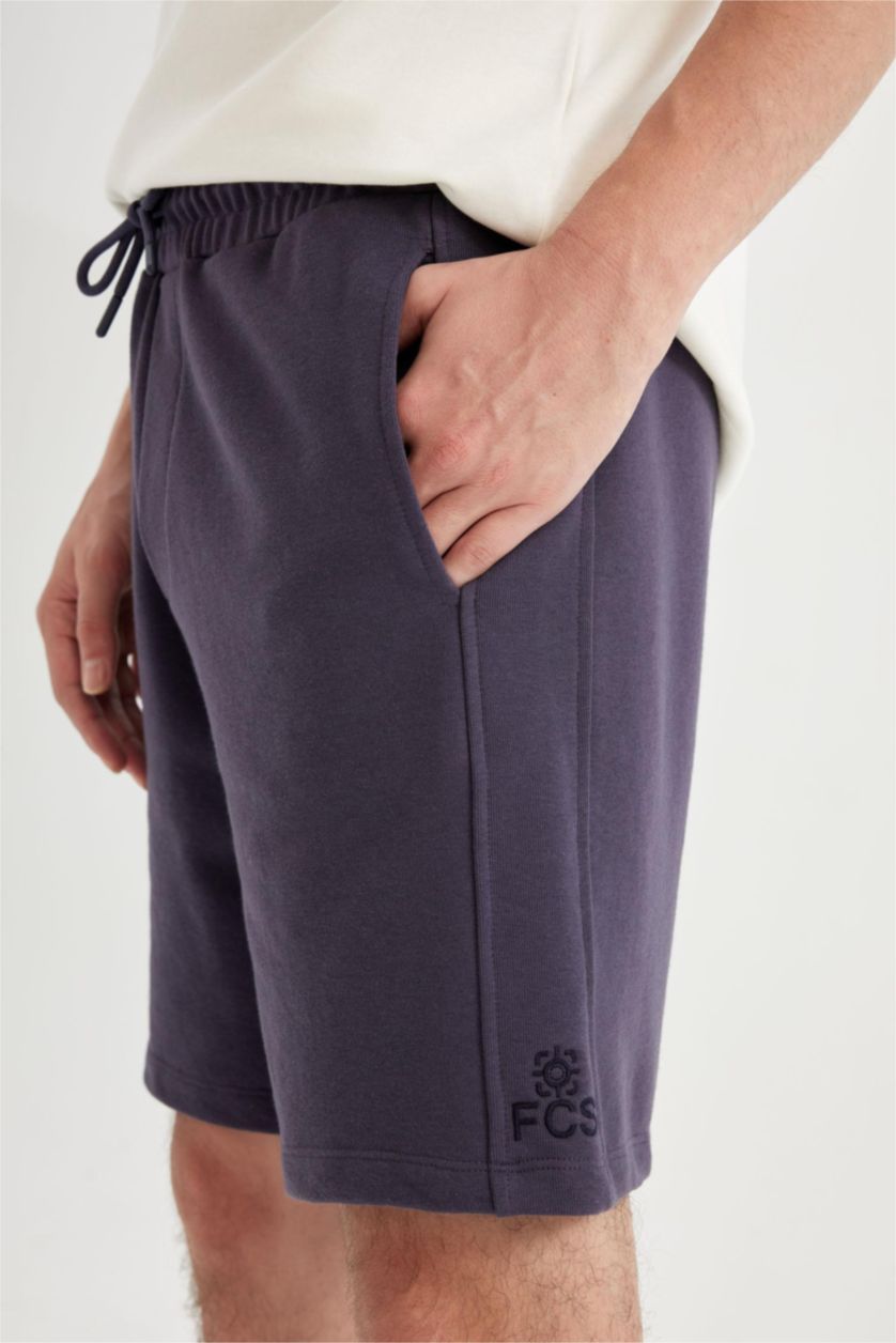 Erkek Mor Regular Fit Düz Paça Basic Düz Şort