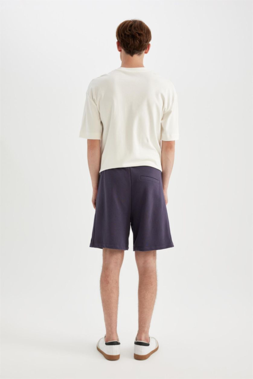 Erkek Mor Regular Fit Düz Paça Basic Düz Şort