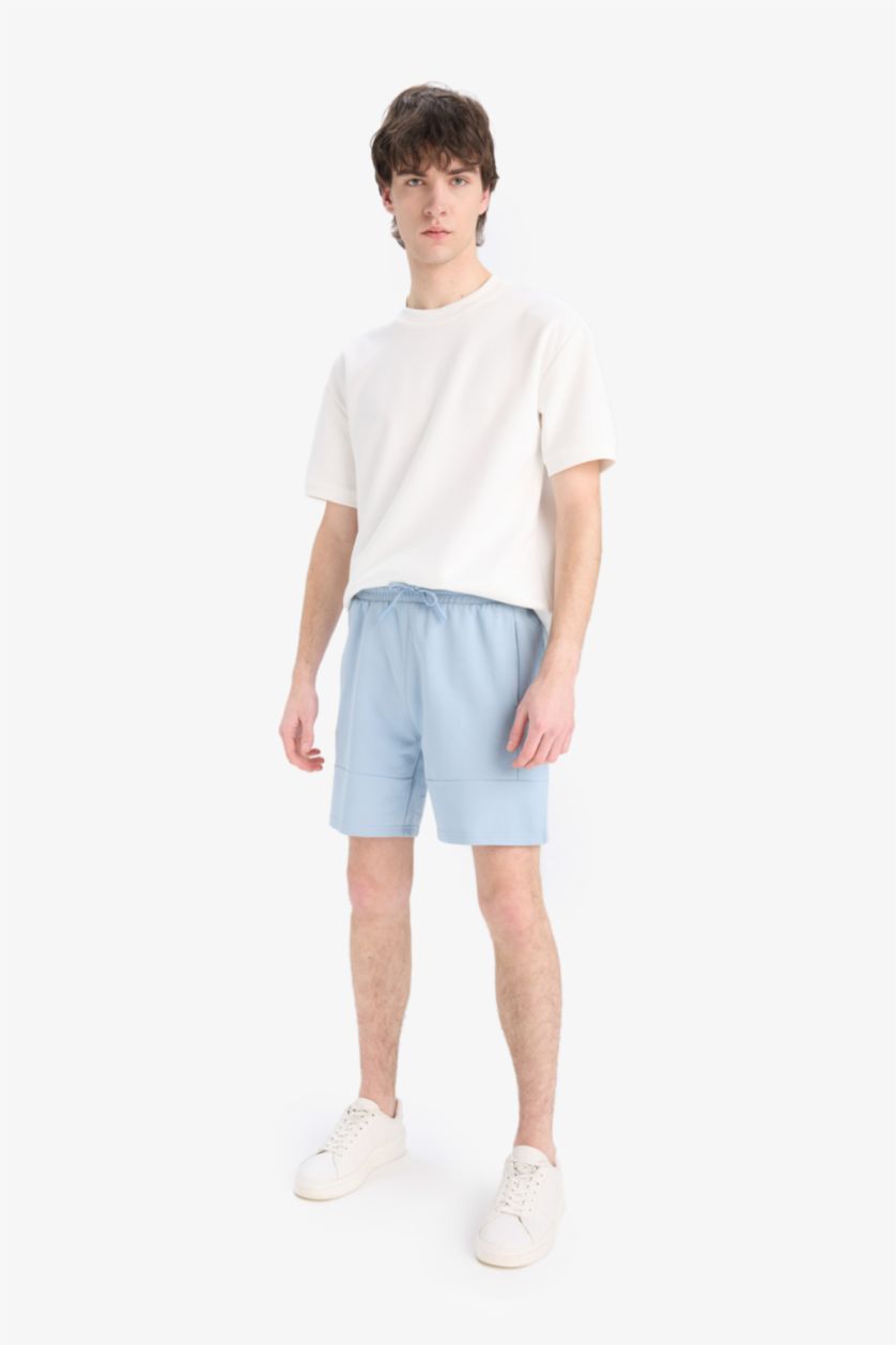 MAN Light Blue Slim Fit Super Skinny Hem Shorts