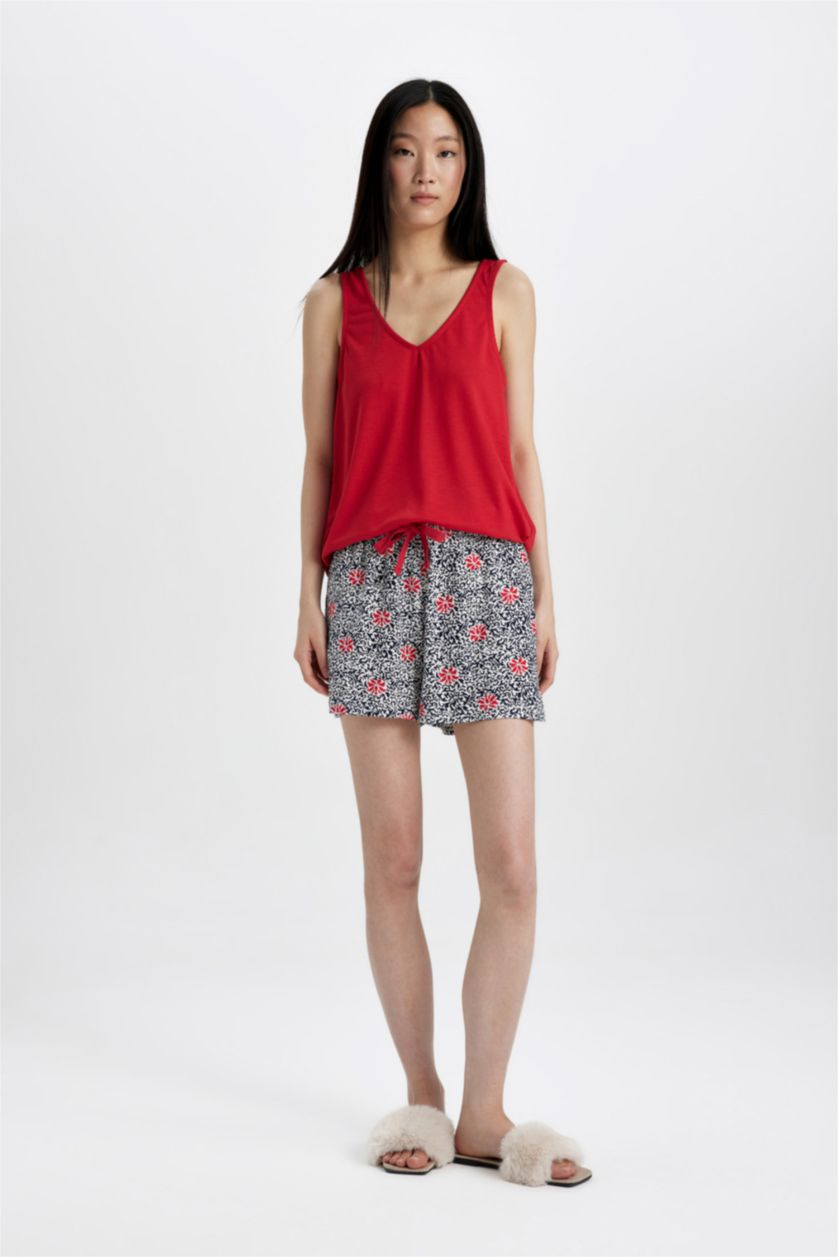 Kadın Kırık Beyaz Fall in Love Pijama Takımı Kolsuz Üst Şort