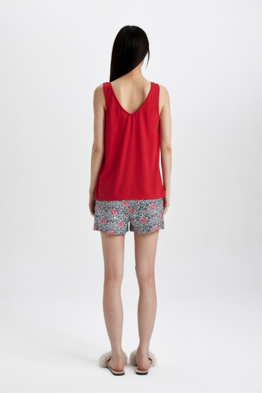 Kadın Kırık Beyaz Fall in Love Pijama Takımı Kolsuz Üst Şort