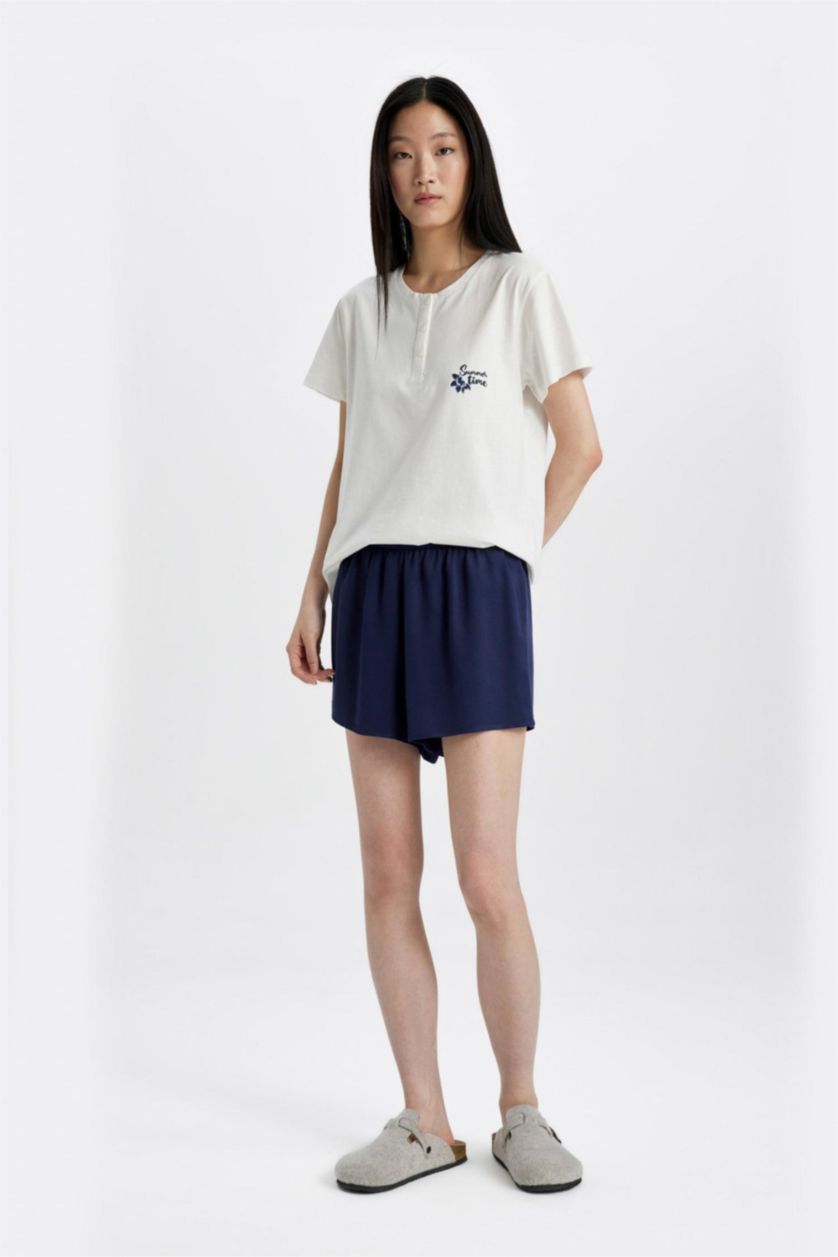 Kadın Lacivert Regular Fit Dokuma Pijama Altı-Fall in Love