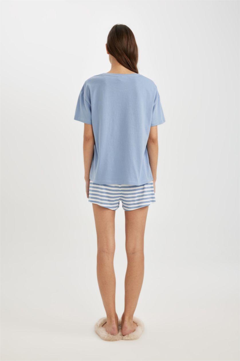 WOMAN Blue Fall in Love Snoopy Regular Fit Short Sleeve 2 Piece Set