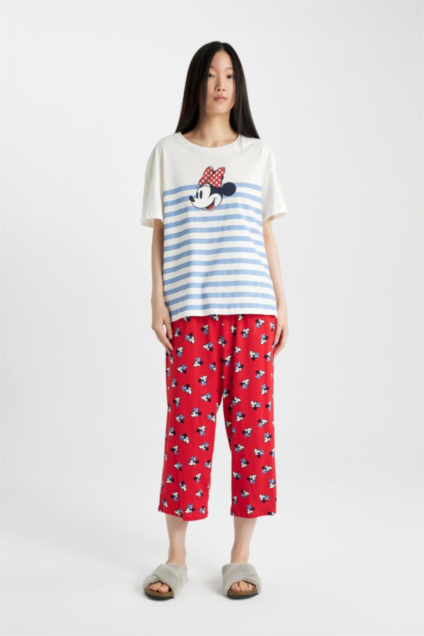 FEMME Rouge Pyjama à Coupe Régulière et manches courtes Disney Mickey & Minnie