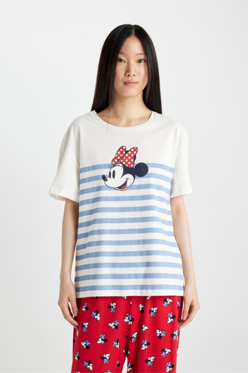 FEMME Rouge Pyjama à Coupe Régulière et manches courtes Disney Mickey & Minnie