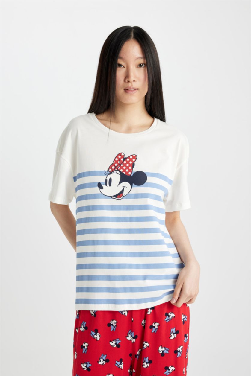 FEMME Rouge Pyjama à Coupe Régulière et manches courtes Disney Mickey & Minnie