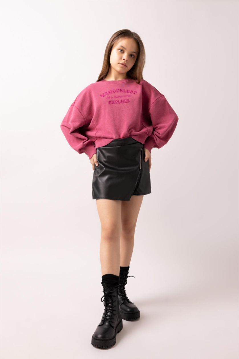 FILLES Noir Jupe En Cuir Synthétique Pour Fille