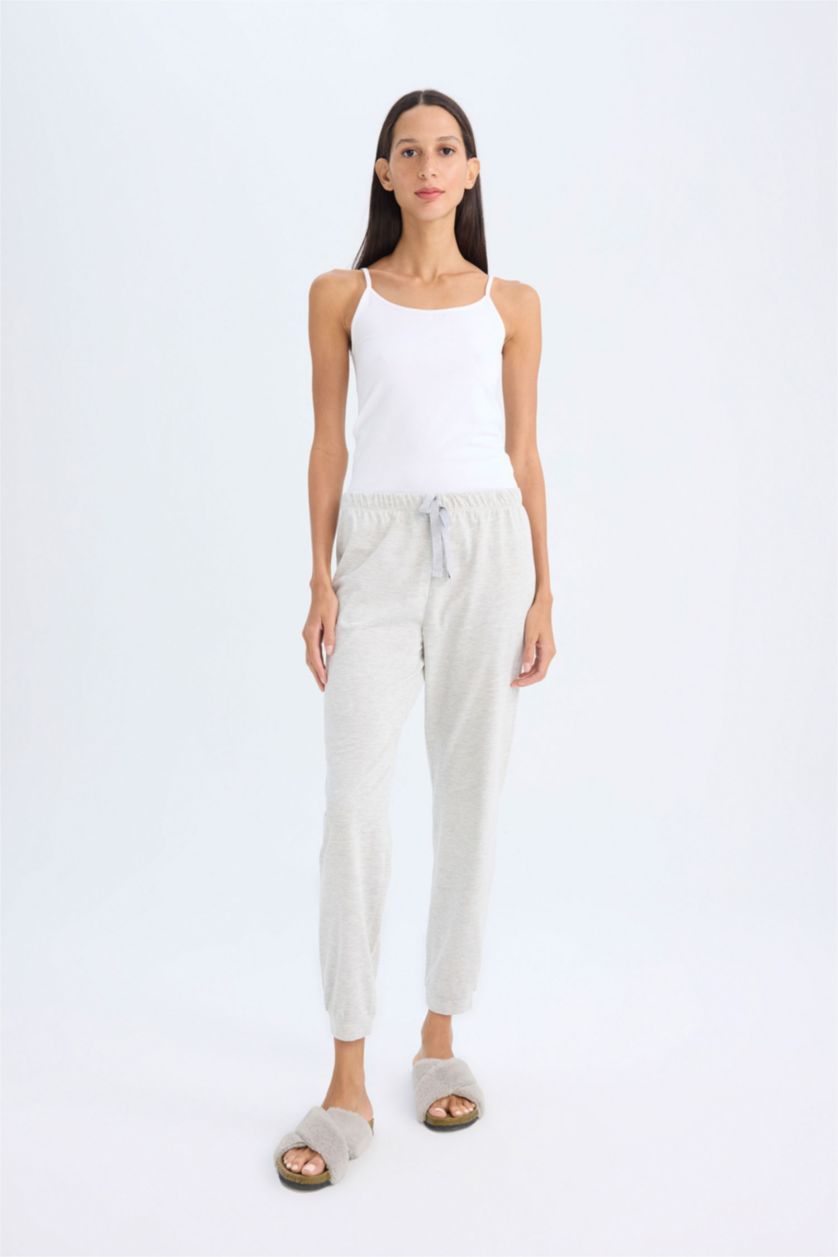 WOMAN Grey Melange Regular Fit Elastic Waist Pajama Pants