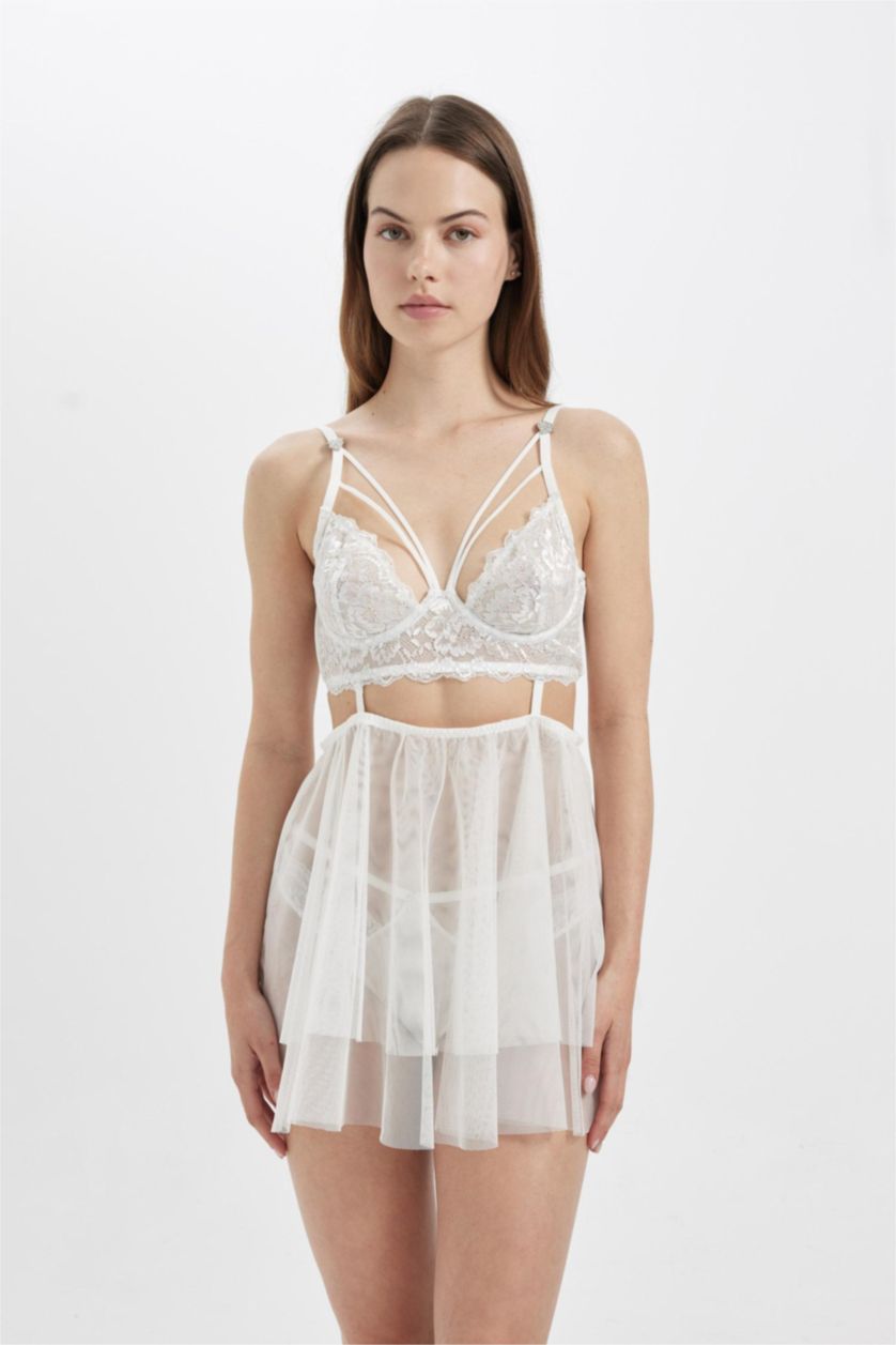 Woman White Fall in Love Full Lace Uncovered Bra