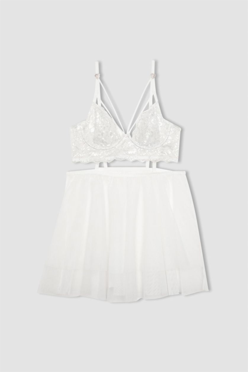 Woman White Fall in Love Full Lace Uncovered Bra