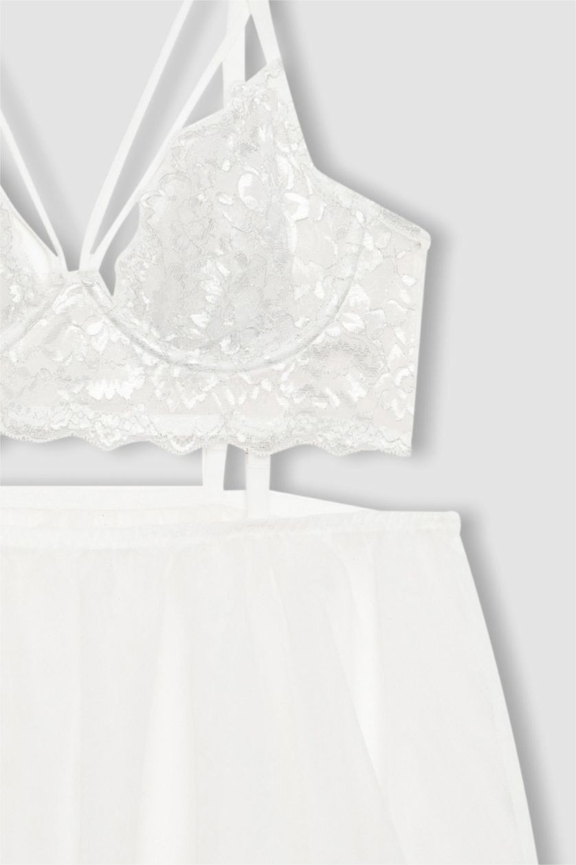 Woman White Fall in Love Full Lace Uncovered Bra