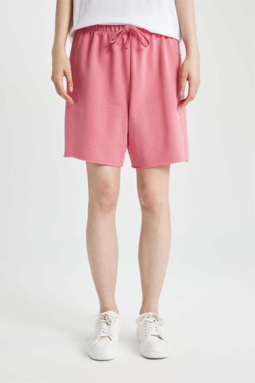 Kadın Koyu Mercan Baskılı Şort Pijama Altı