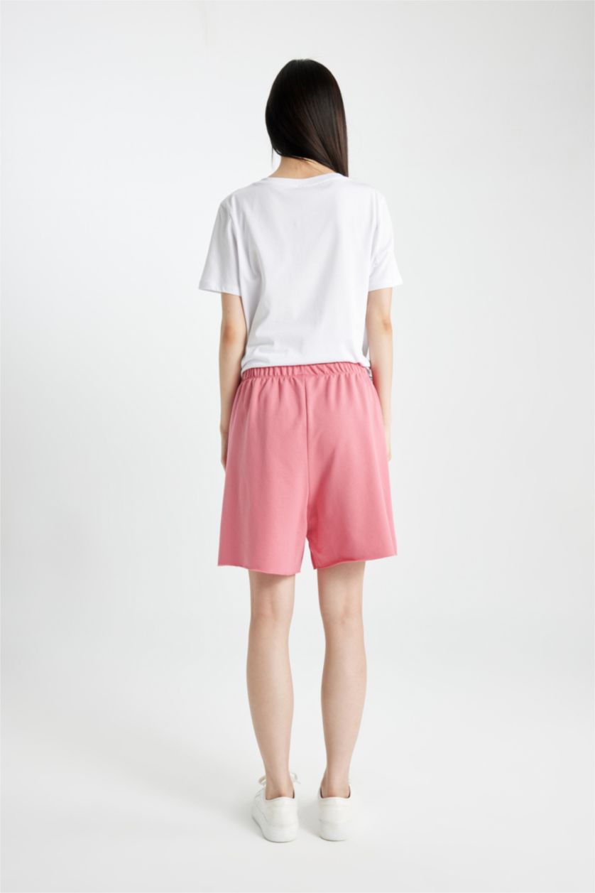 Kadın Koyu Mercan Baskılı Şort Pijama Altı