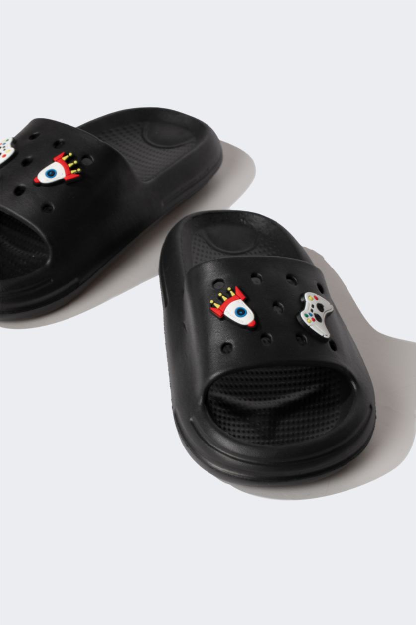 أولاد أسود شبشب إيفا بكعب عالي بشريط مفرد