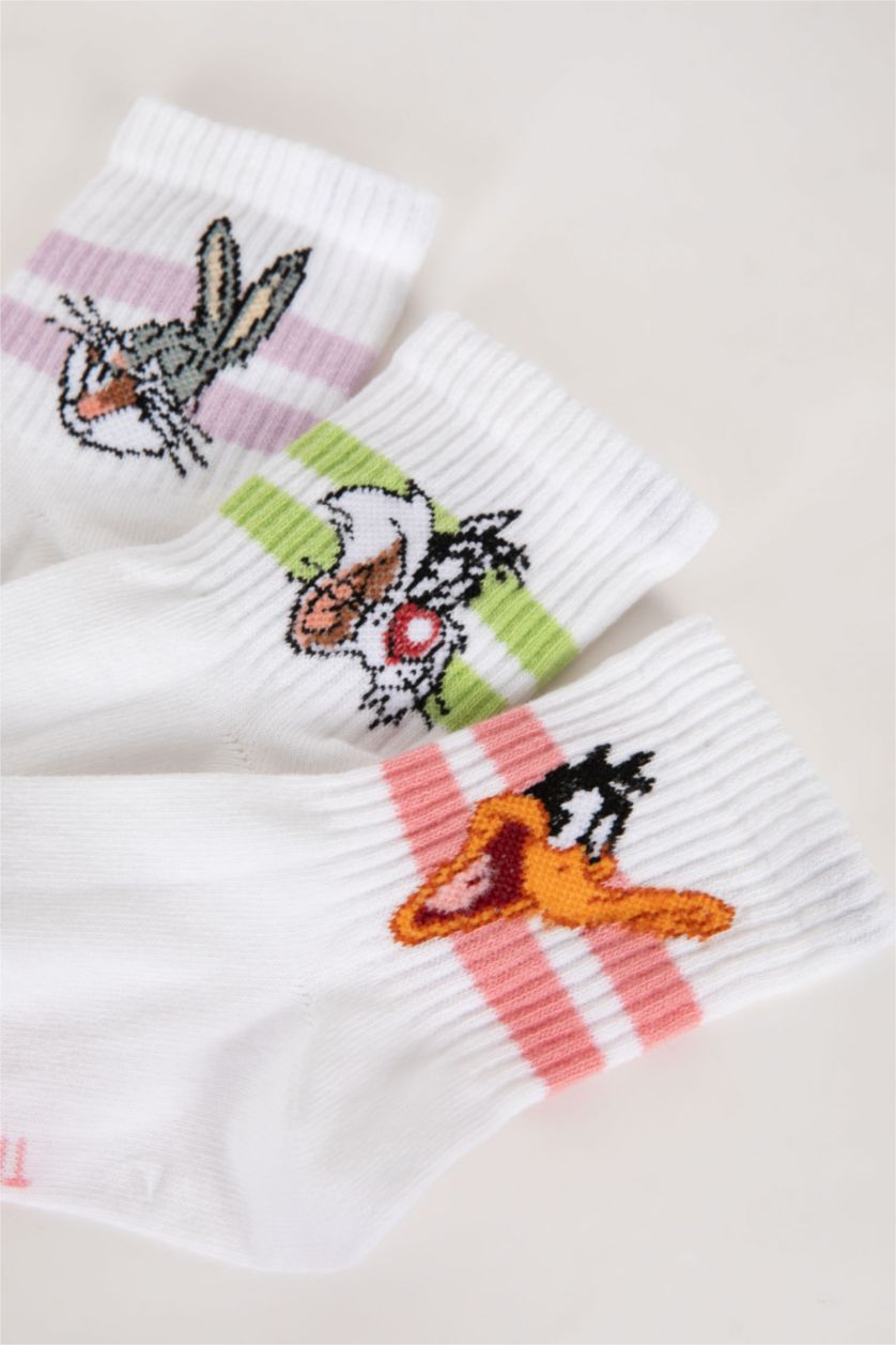 Woman White Woman Looney Tunes Licensed 3 piece Short Socks