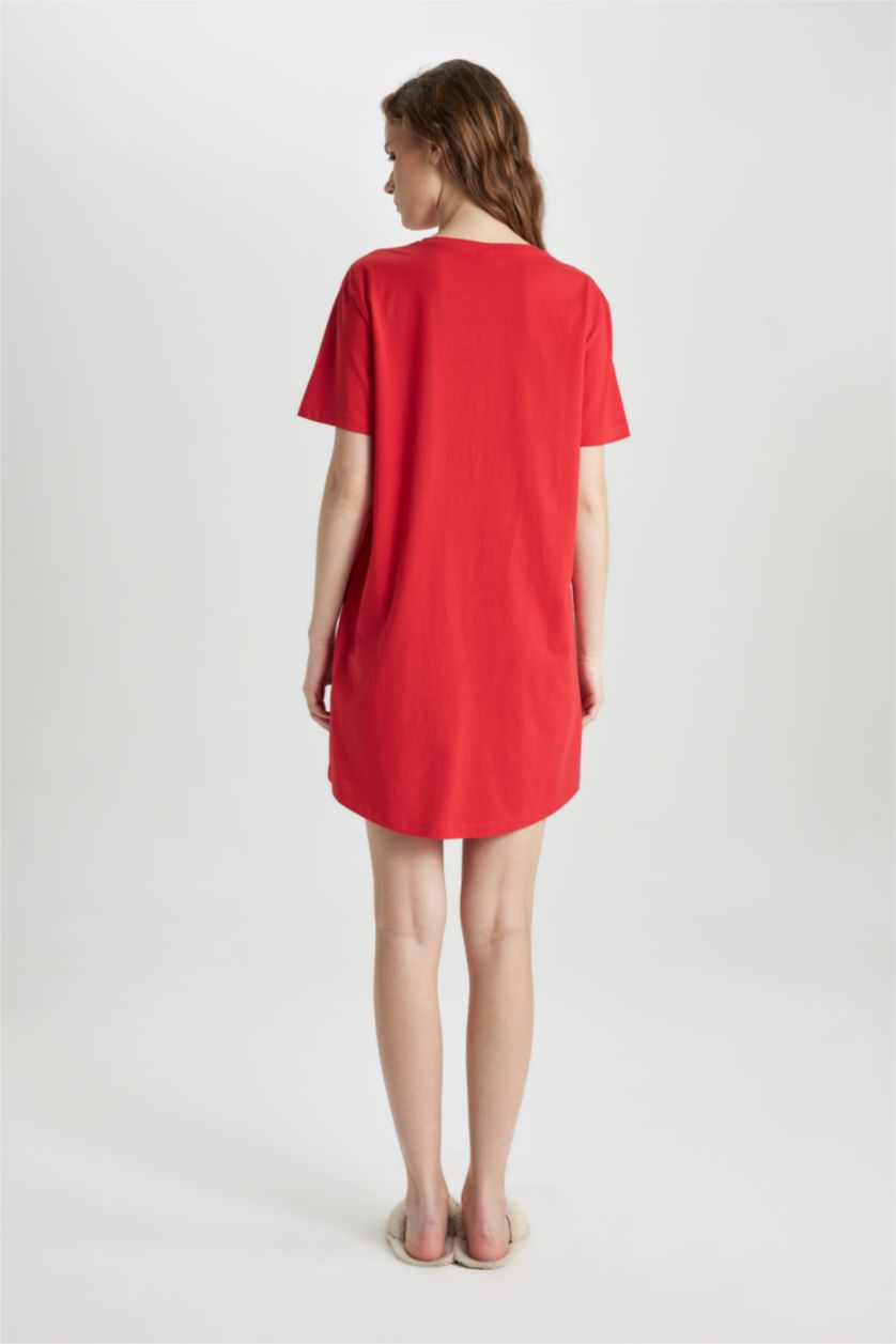 FEMME Rouge Robe Coupe Régulière à Manches Courtes Col Rond Fall In Love