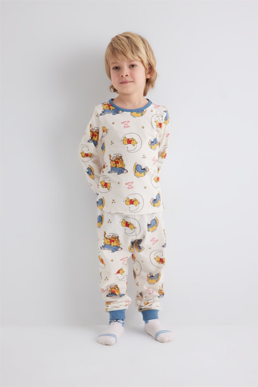 Erkek Bebek Ekru Erkek Bebek Disney Winnie The Pooh Uzun Kollu Pijama Takımı
