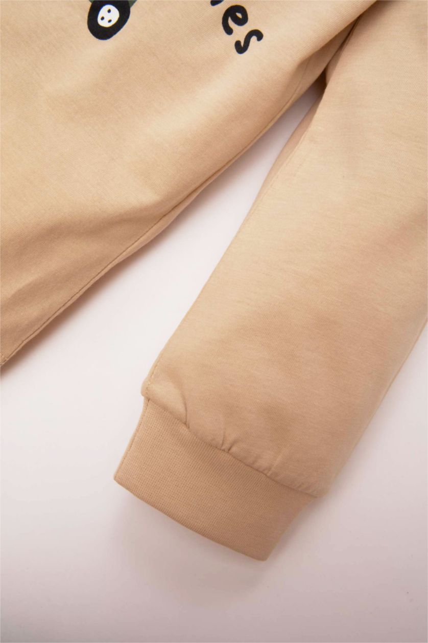 BABY BOY Beige Baby Boy Vehicle Printed Cotton 2 Piece Pajama Set