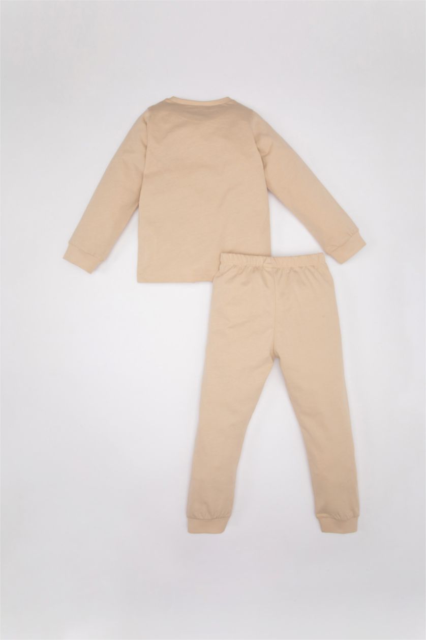 BABY BOY Beige Baby Boy Vehicle Printed Cotton 2 Piece Pajama Set