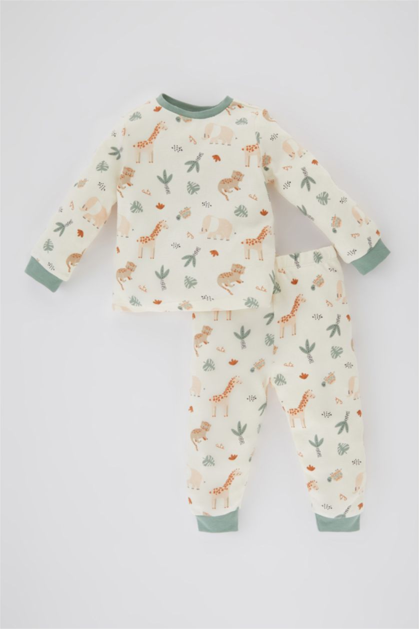 BÉBÉ GARÇON Blanc Pyjama à Manches Longues Avec Imprimé Safari Pour Bébé Garçon