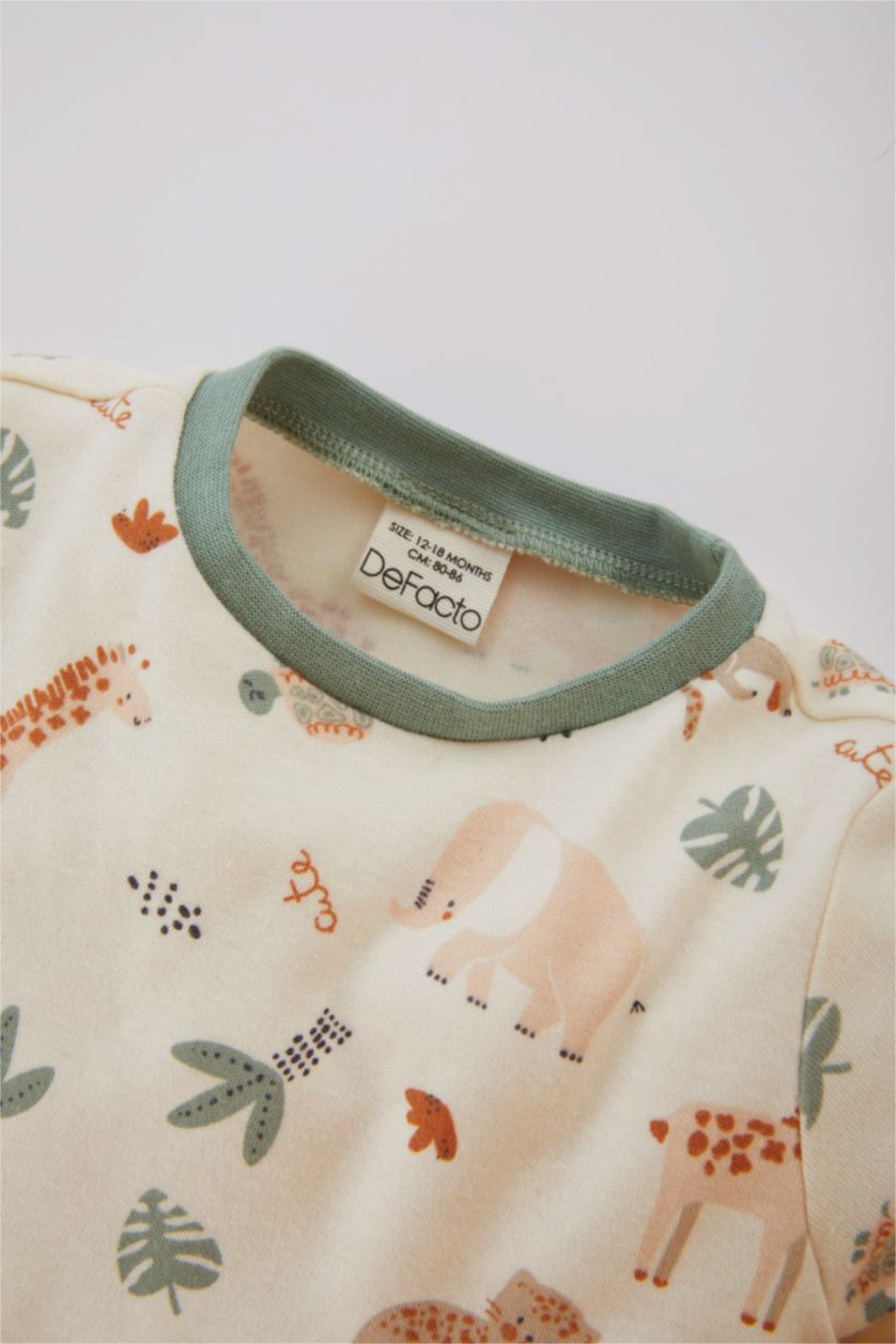 BÉBÉ GARÇON Blanc Pyjama à Manches Longues Avec Imprimé Safari Pour Bébé Garçon