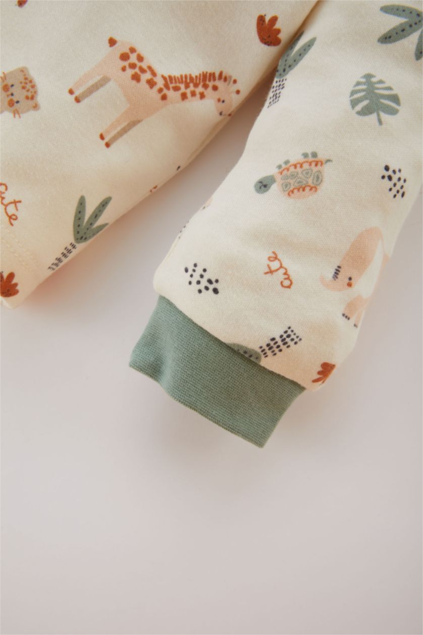 BÉBÉ GARÇON Blanc Pyjama à Manches Longues Avec Imprimé Safari Pour Bébé Garçon