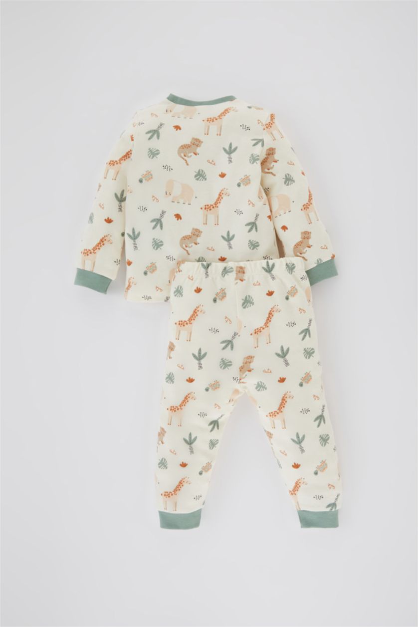 BÉBÉ GARÇON Blanc Pyjama à Manches Longues Avec Imprimé Safari Pour Bébé Garçon