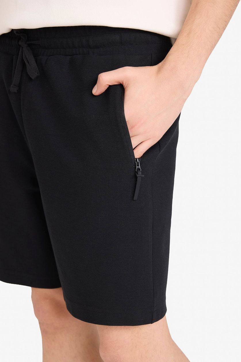 MAN Black Regular Fit Regular Hem Shorts