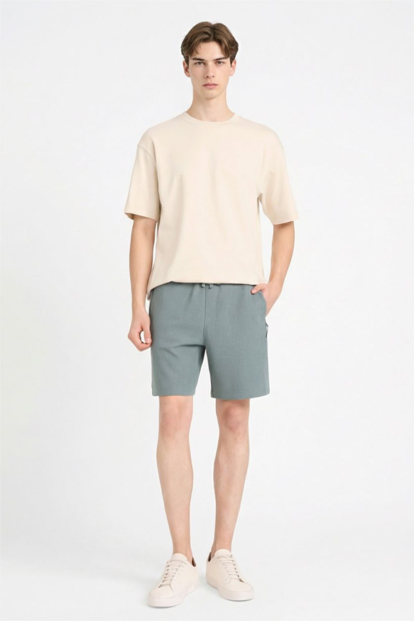 MAN Green Regular Fit Regular Hem Shorts