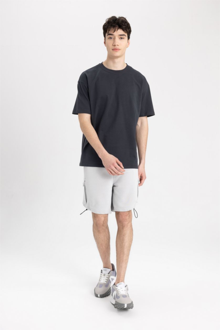 رجالي رمادي فاتح شورت اوفر سايز برجل عادي