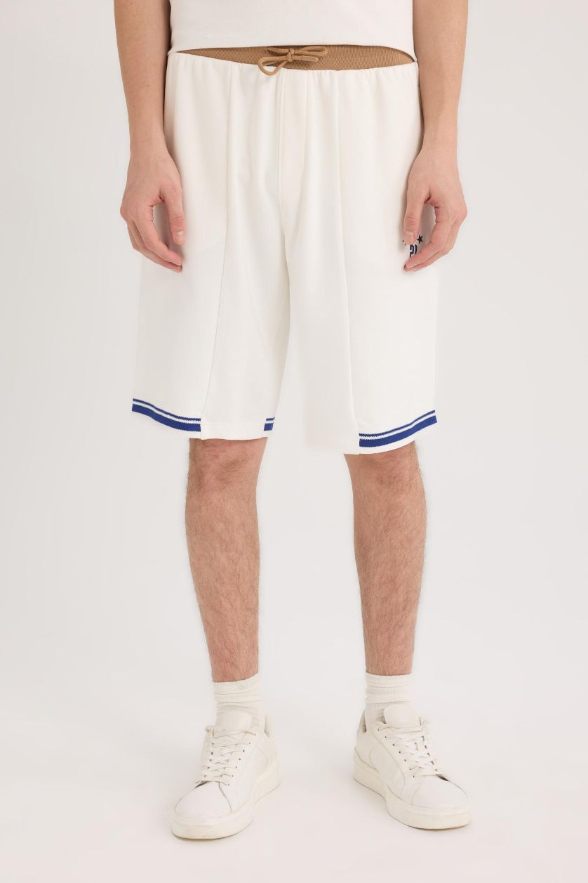 MAN Ecru Regular Fit Regular Hem Shorts