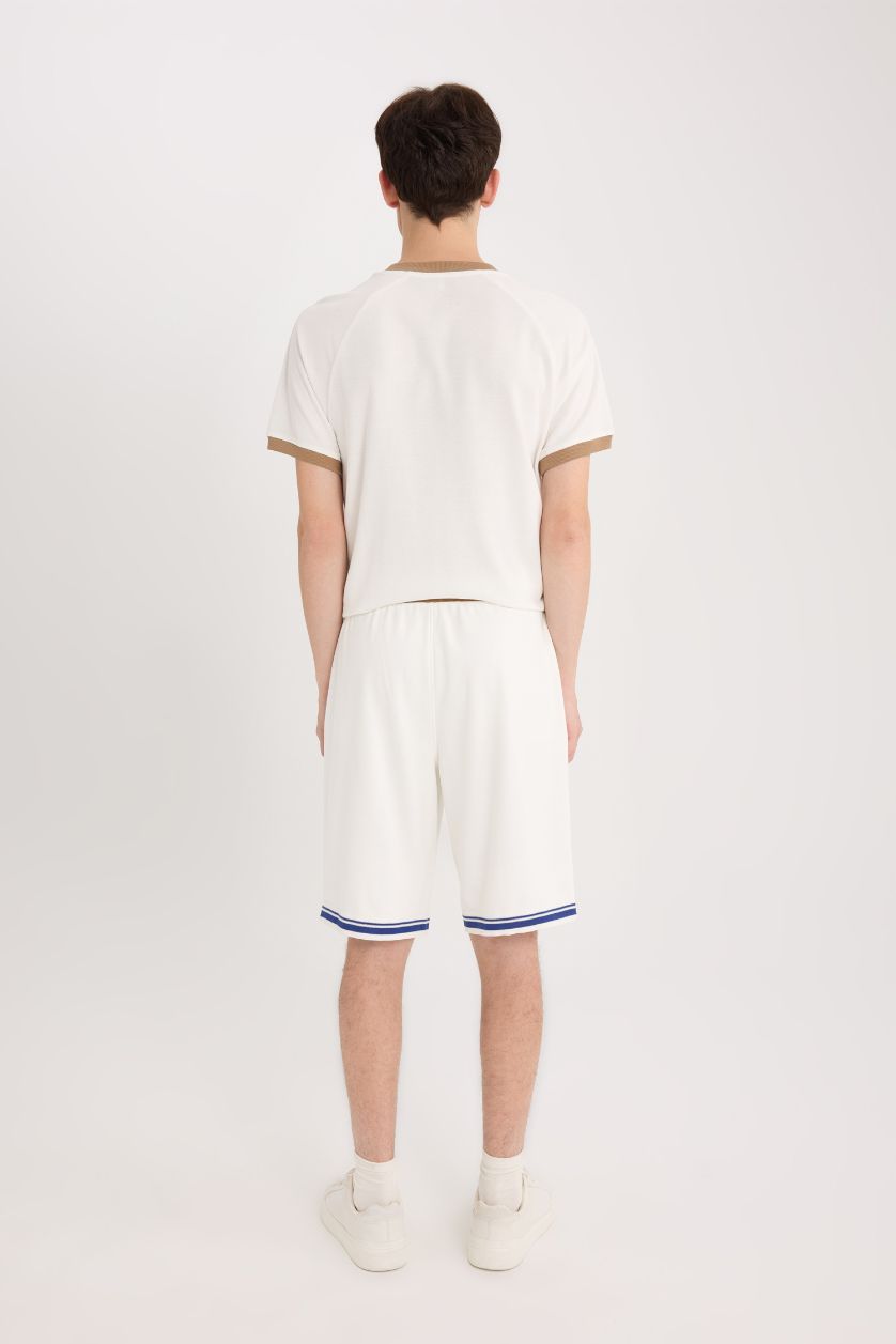 MAN Ecru Regular Fit Regular Hem Shorts