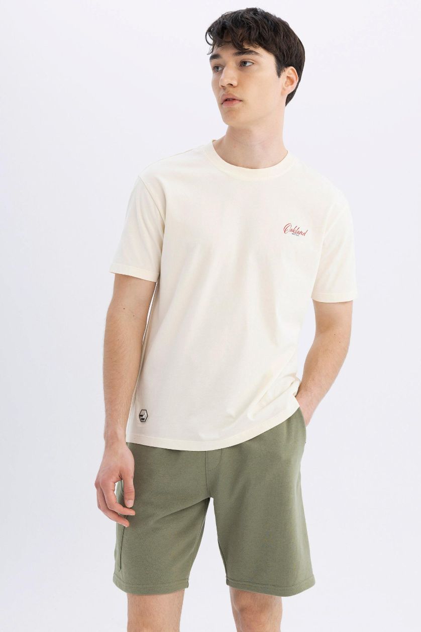 Erkek Haki Regular Fit Düz Paça Kargo Cepli Basic Düz Şort