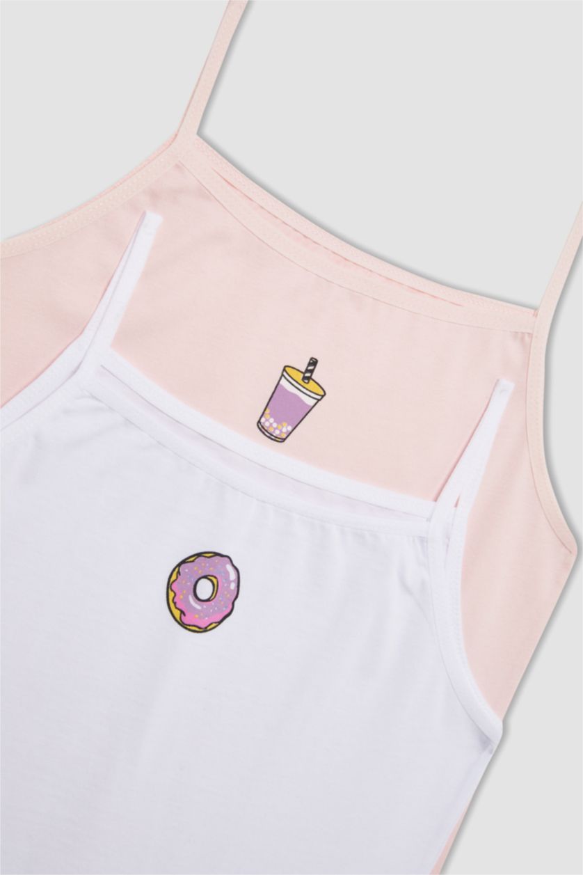 FILLES Blanc Lot de 2 Débardeurs coupe régulière pour Fille