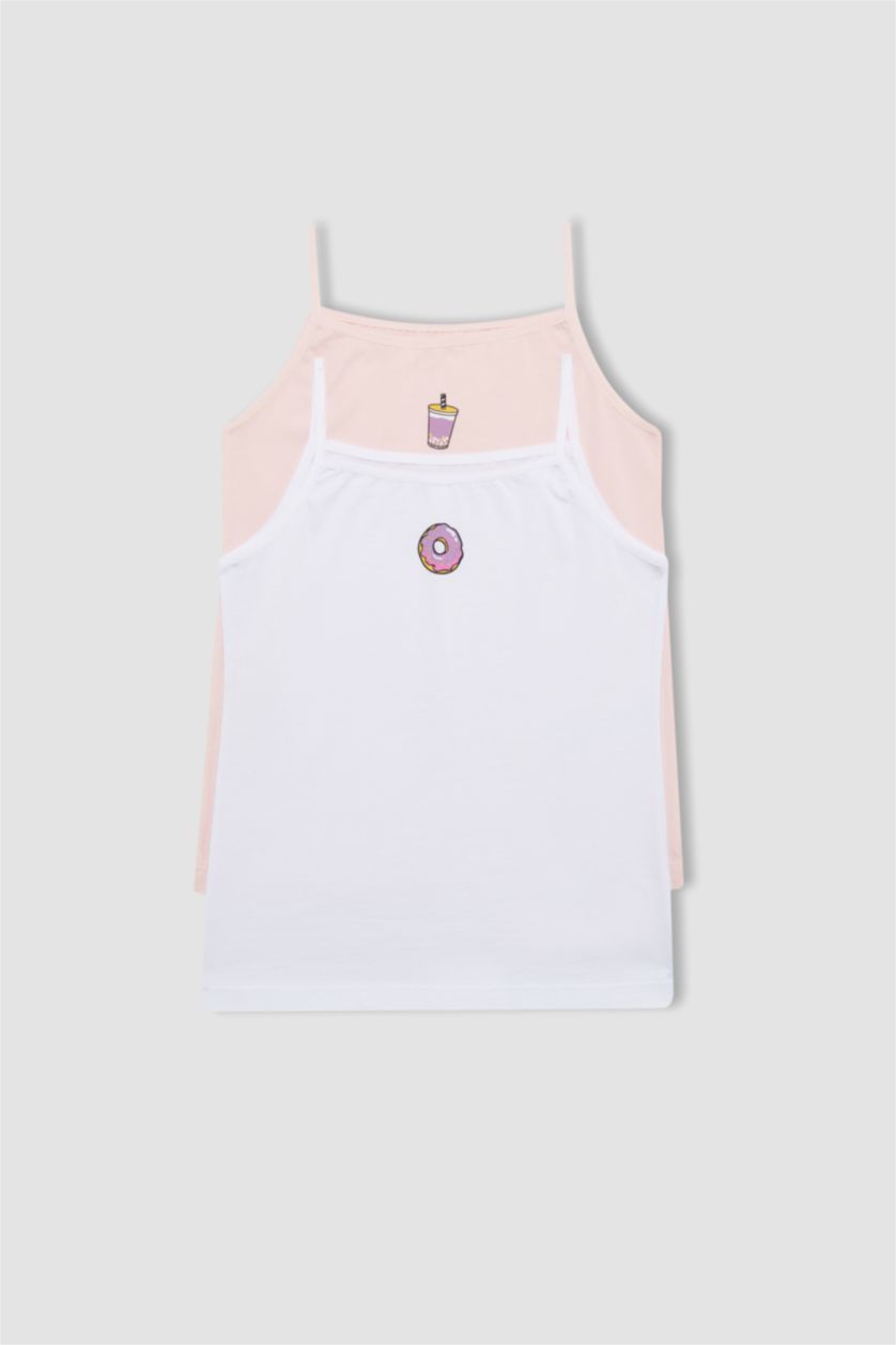 FILLES Blanc Lot de 2 Débardeurs coupe régulière pour Fille