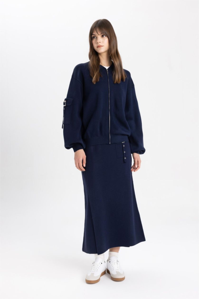 FEMME Marin Jupe longue en tricot Coupe régulière