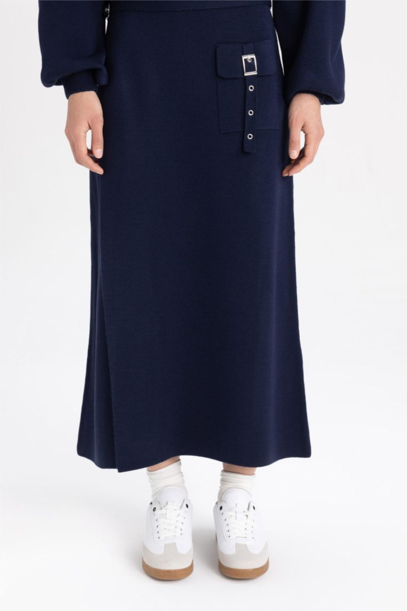 FEMME Marin Jupe longue en tricot Coupe régulière