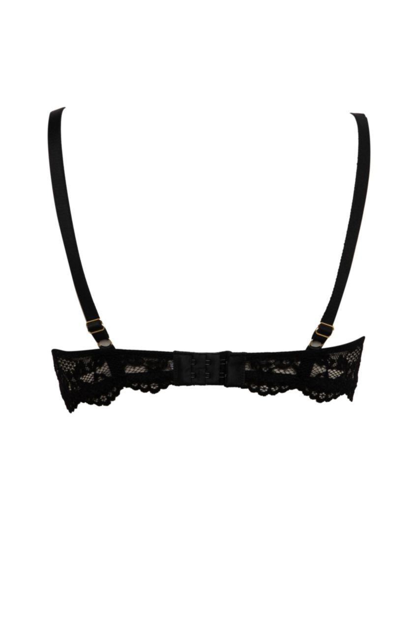 WOMAN Black Full Lace Uncovered Bra