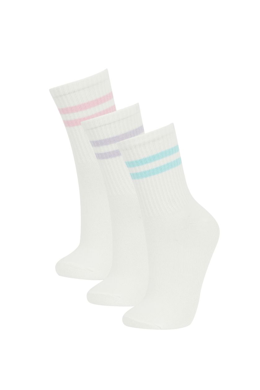 FEMME Blanc Chaussettes Longues Coton Pour Femme - 3 Paires