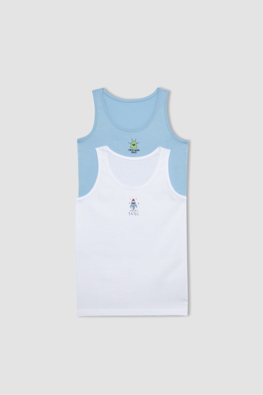 GARÇONS Blanc Lot de 2 débardeurs à Coupe Régulière pour garçon