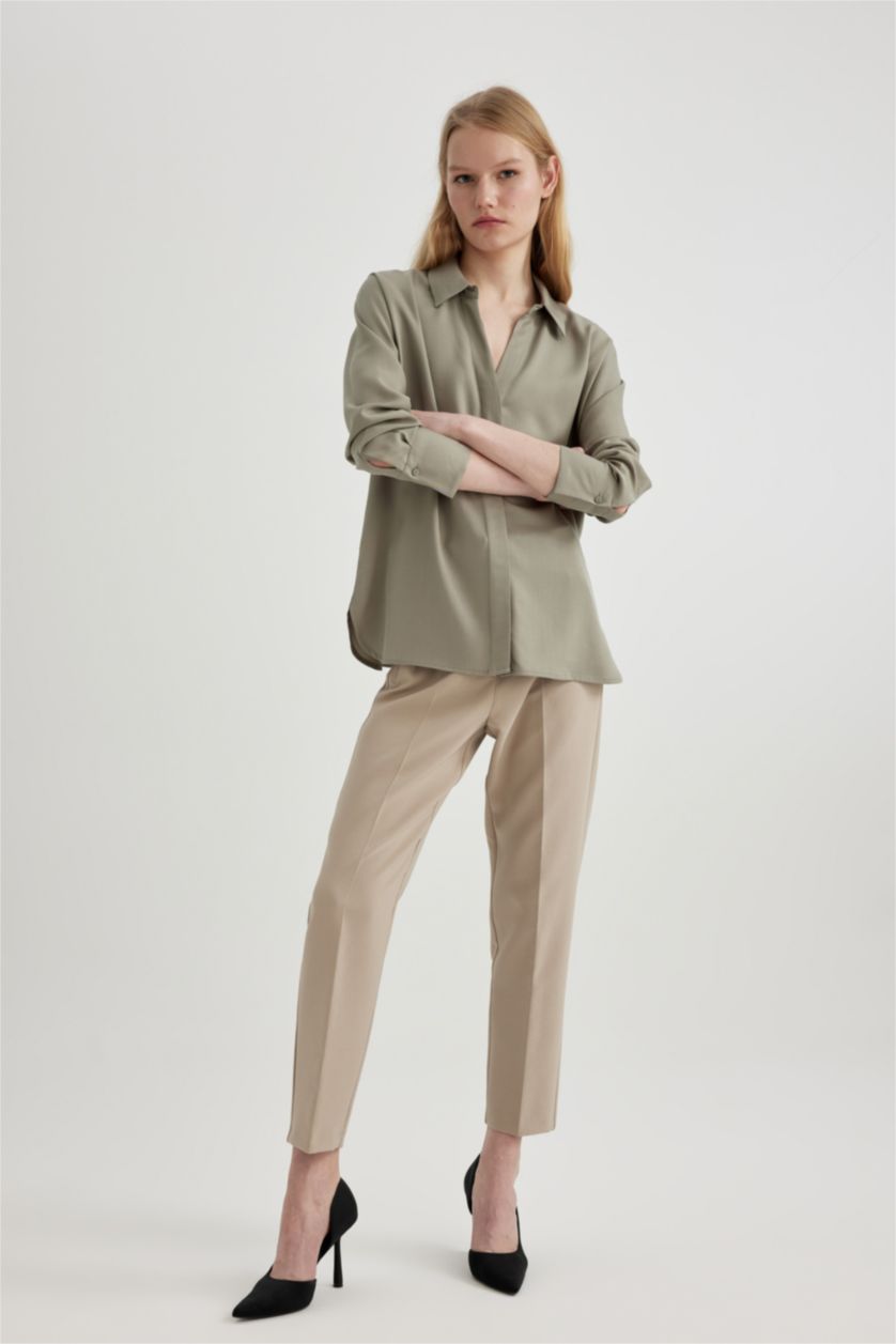 Әйелдерге Жасыл бос пішім Ұзын жеңді көйлек