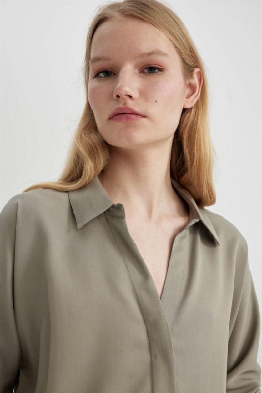 Әйелдерге Жасыл бос пішім Ұзын жеңді көйлек