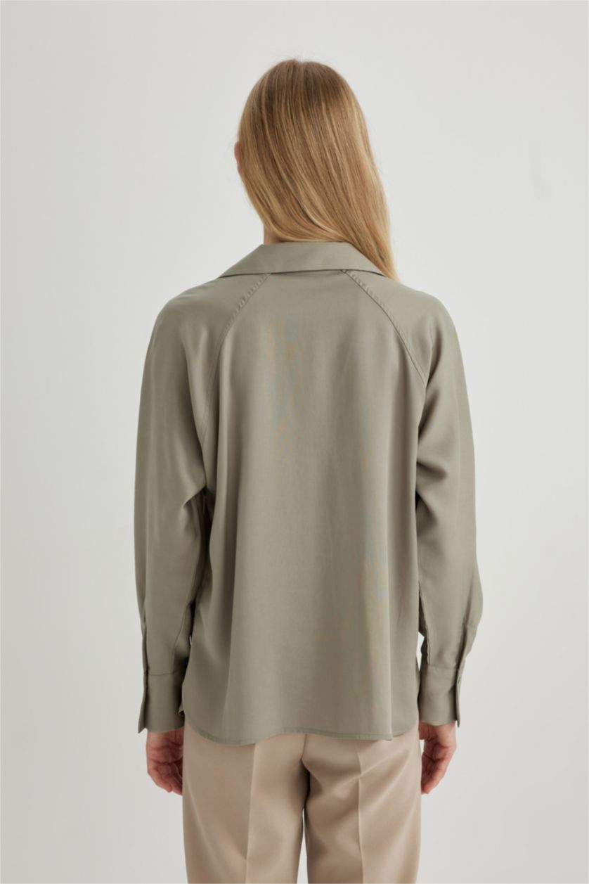 Әйелдерге Жасыл бос пішім Ұзын жеңді көйлек